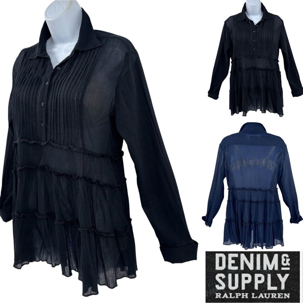 Ralph Lauren Denim & Supply Ralph Lauren Tiered Guaze Tunic Size M 90's Whimsygo